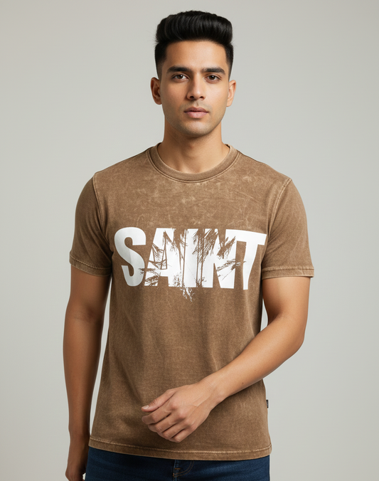 Saint Bold Graphic Distressed T-Shirt